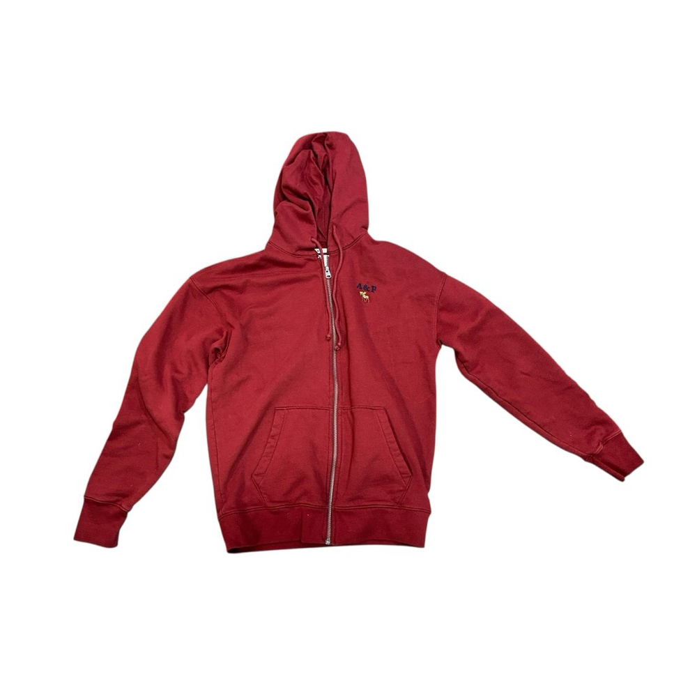 Men's Abercrombie & Fitch Red Full-Zip Hoodie S - Picture 2 of 6